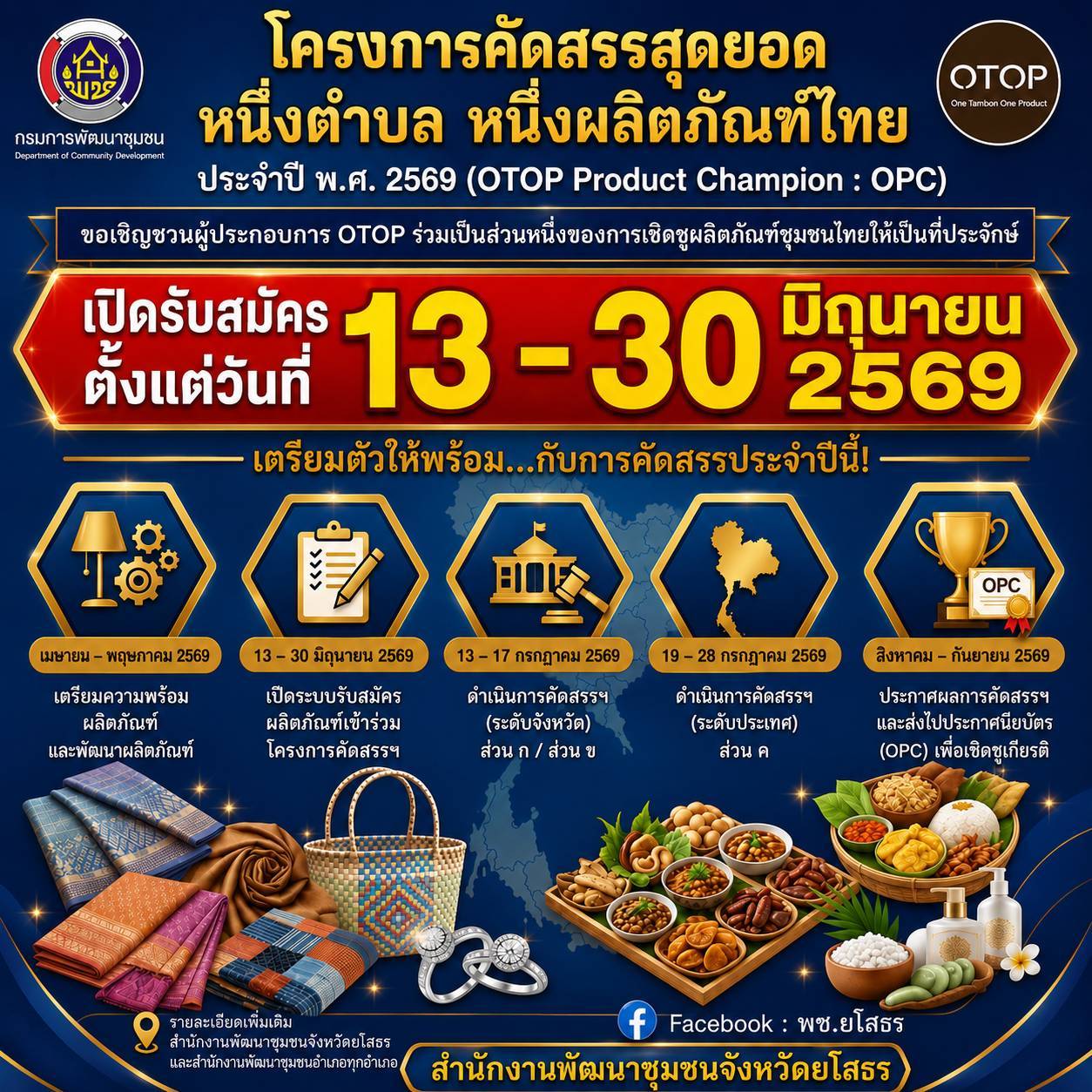 เปิดรับสมัครผู้ผลิต ผู้ประกอบการ OTOP เข้าร่วมการคัดสรรโครงการ OTOP Product Champion : OPC